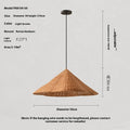 Rattan woven ceiling lamp with natural texture in Silent Wind style, diameter options from 50cm to 80cm