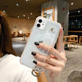 Transparent TPU phone case with flash powder finish for iPhone in black colour