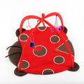 Canvas cat playing bed in Coffee colour on wooden floor with cat toy