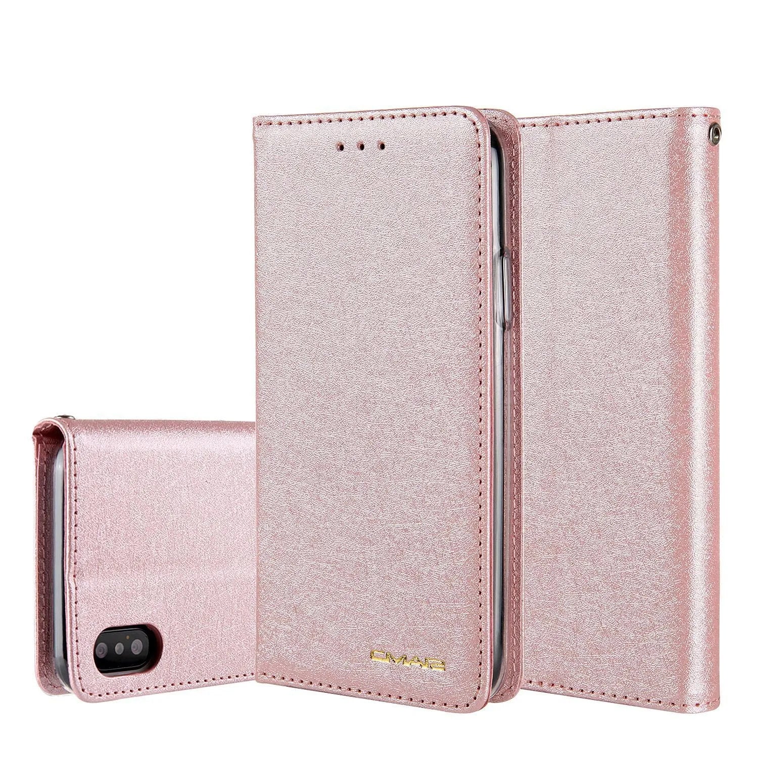 PU leather flip phone case for Apple iPhone with integrated card slots in multiple colours.
