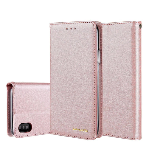 PU leather flip phone case for Apple iPhone with integrated card slots in multiple colours.