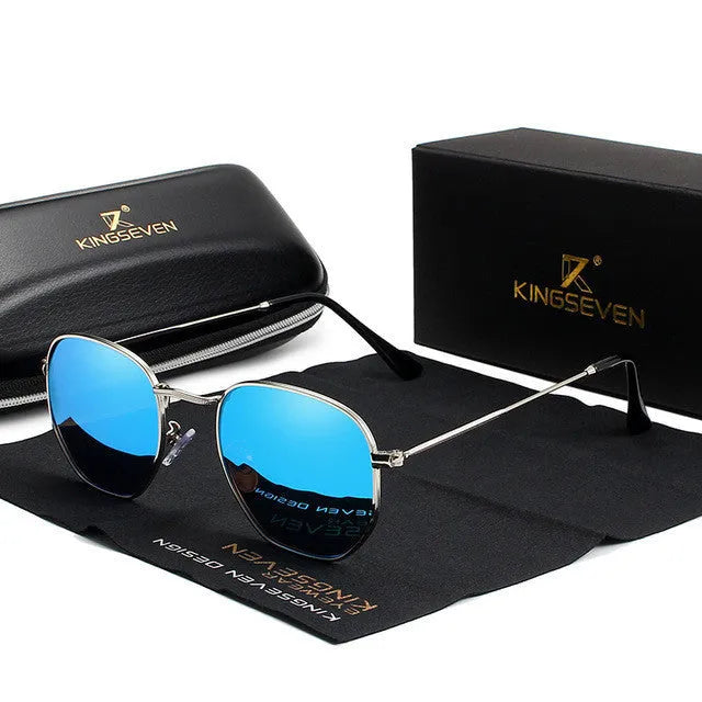 Men's retro sunglasses with round lenses in black frame and mirror finish options
