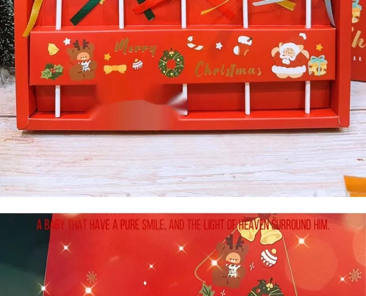 Pack of 5 Santa Claus shaped candies, 100g total net content, on a festive background