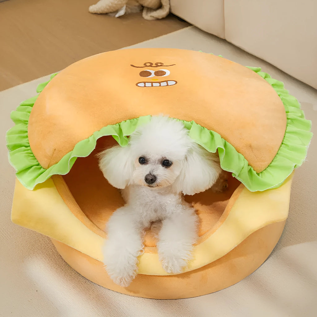 M size foldable cat kennel with soft fleece interior and a removable grey cover, shown disassembled.