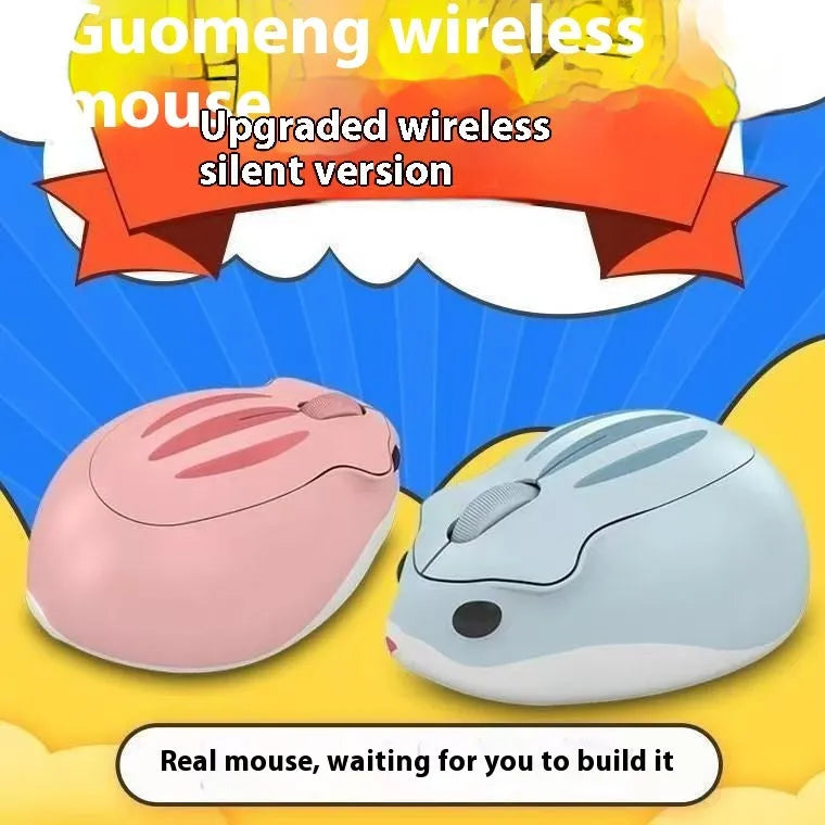 Hamster wireless Bluetooth silent mouse in gray, pink, and yellow colour options