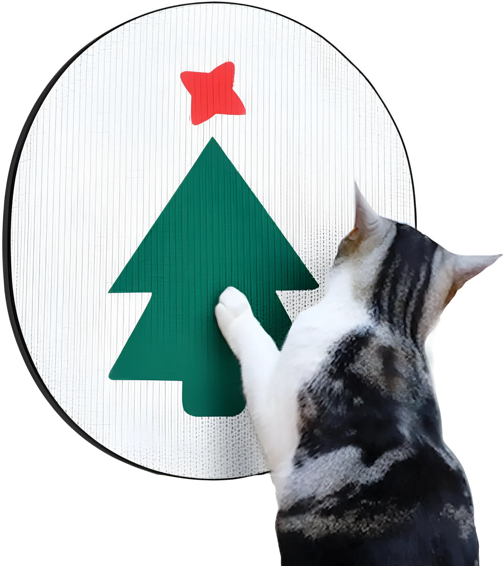 Cat scratch pad wall mounted corrugated cardboard cat scratcher 35x44x2 cm black cactus design