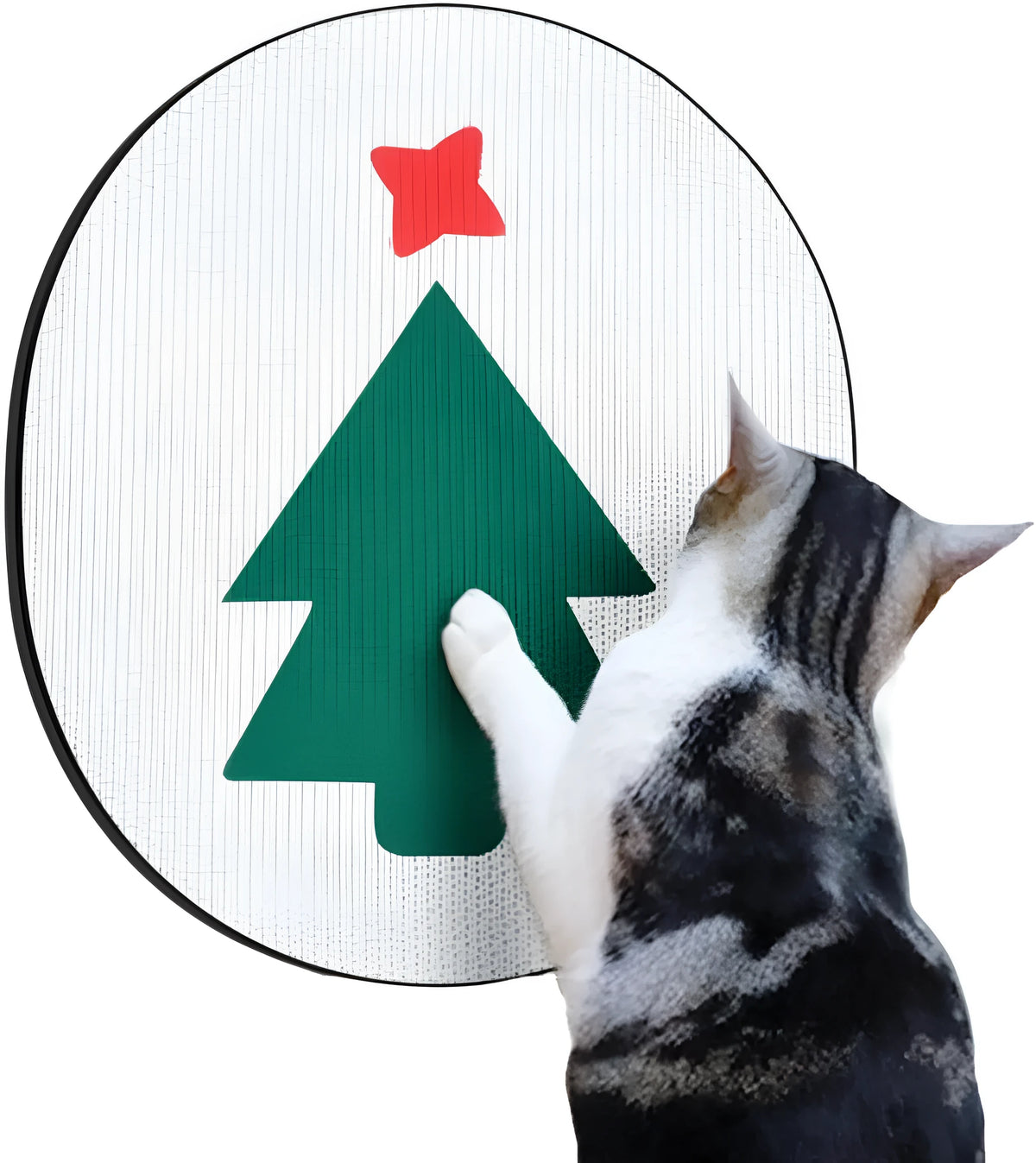 Cat scratch pad wall mounted corrugated cardboard cat scratcher 35x44x2 cm black cactus design