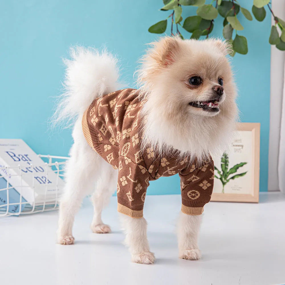 Wool pet dog sweater for autumn and winter in monochrome or two-tone colours