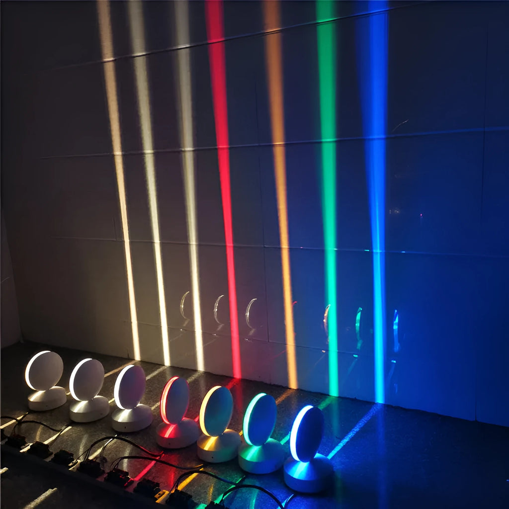 Modern aluminium corridor wall spotlight bar lamp with coloured LED options on a wall.
