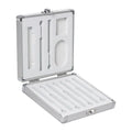 Silver aluminium storage box for a portable soldering iron