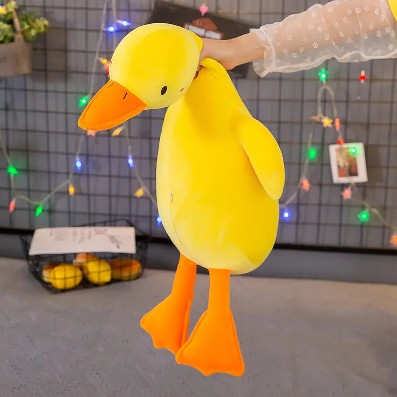 Lying style sand carving plush duck toy with down cotton filling, white colour, 110cm height