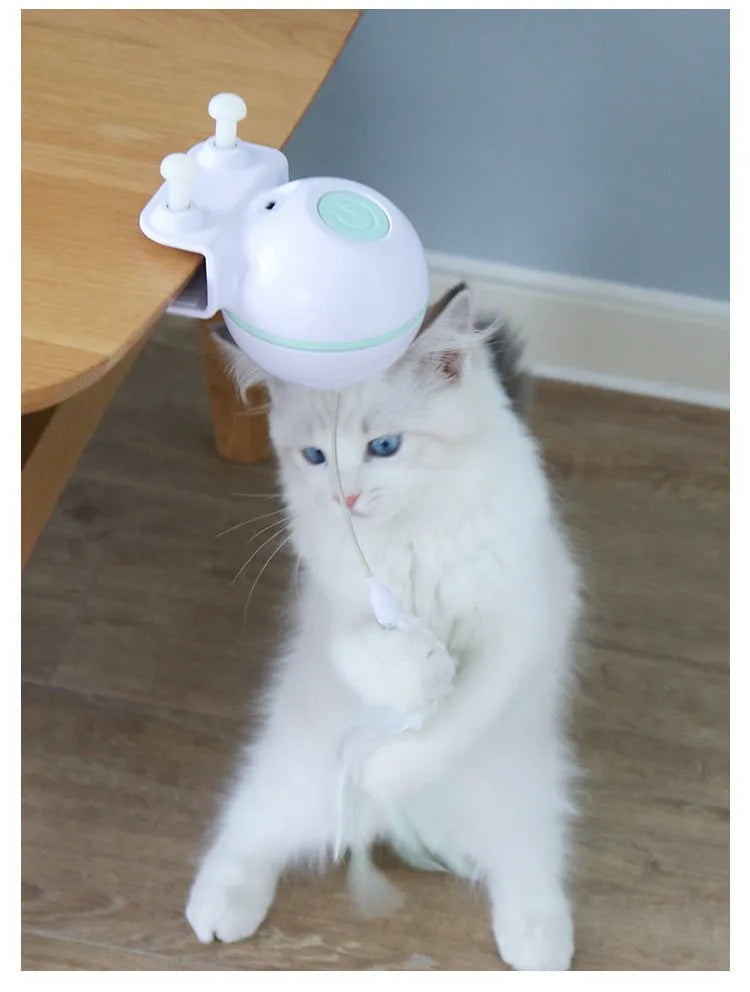 Flash rolling funny cat ball in green and pink, ABS environmental protection material, 8.5x11.5x8 cm
