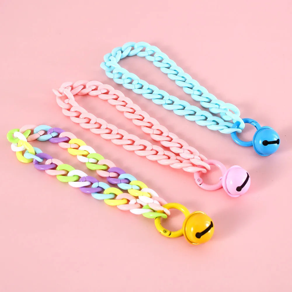 Adjustable plastic pet collar in macaron candy colours for cats, dogs, and rabbits