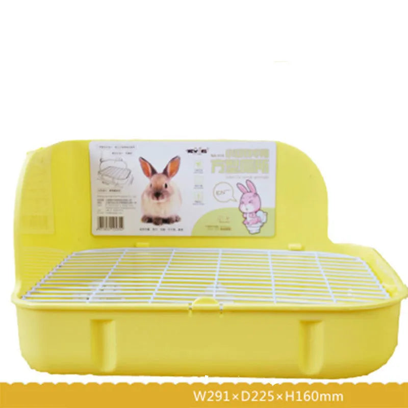 Green rabbit square toilet with bottom mesh for small pets, 29.1cm x 22.5cm x 16cm