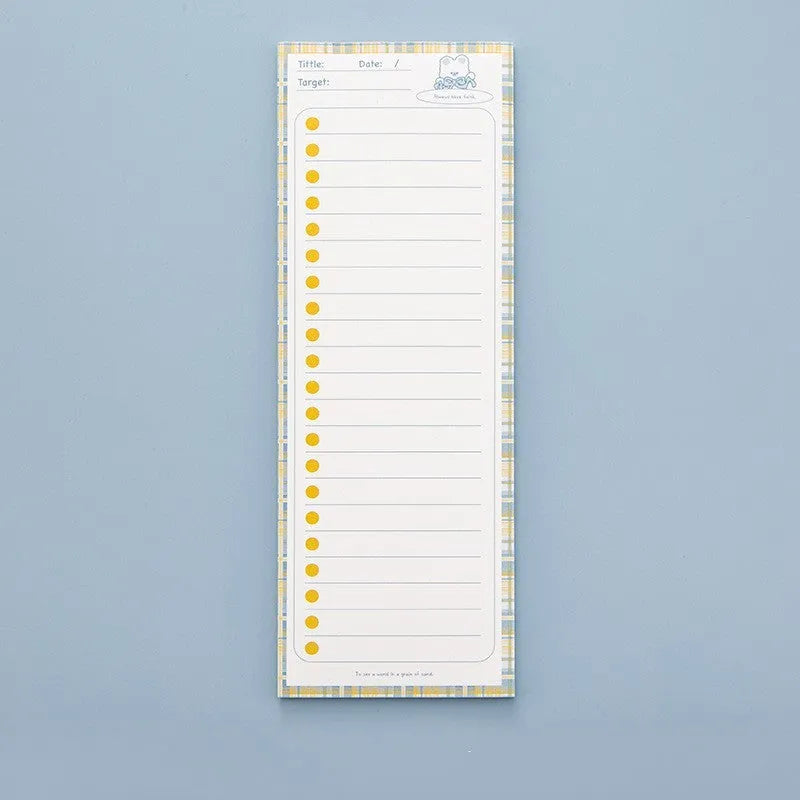 Cartoon colour-striped student notepad in plastic box, A5 size 90x248 mm, blue pink purple yellow designs