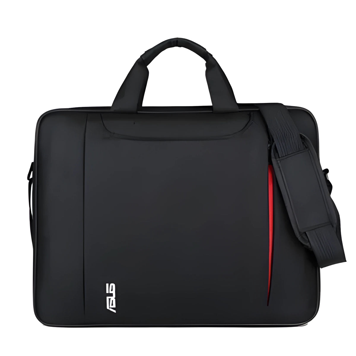 Black polyester diagonal shoulder laptop bag for 15 to 15.6 inch ASUS laptops with multiple internal pockets