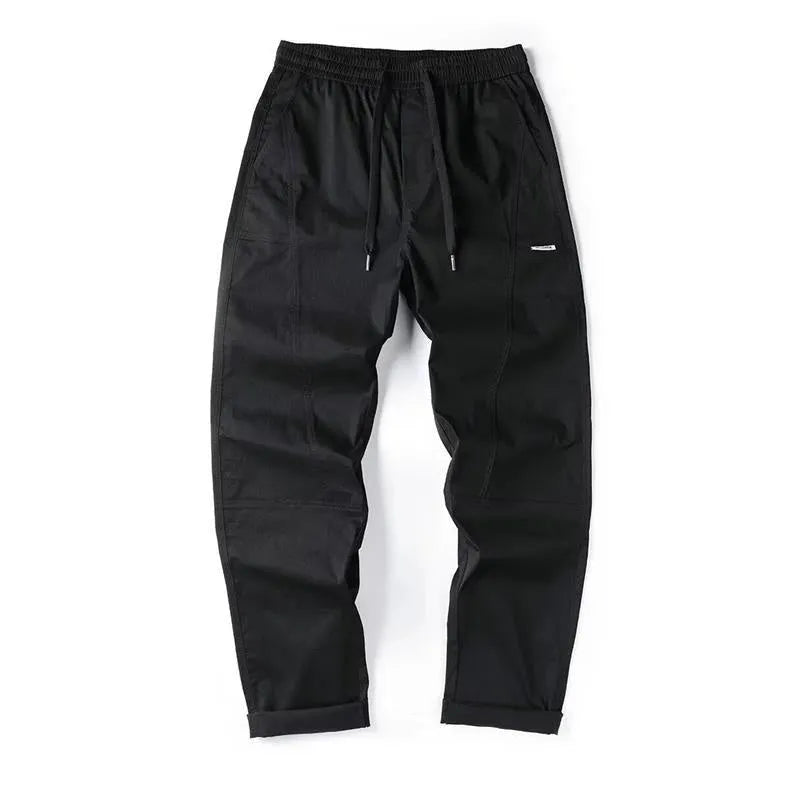 Cotton wide-leg casual trousers in black and milky white with an antibacterial finish.