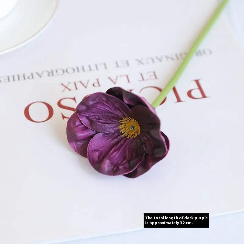 Fifteen artificial poppy flowers in bright red, dark purple, deep pink, orange, white, yellow made from PU material for wedding and home decor