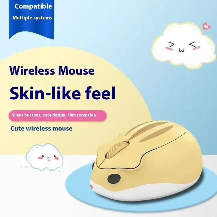 Hamster wireless Bluetooth silent mouse in gray, pink, and yellow colour options