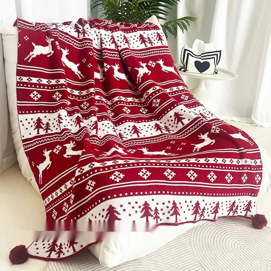 Personalised Christmas blanket with snowflake or reindeer pattern, size 110x130cm