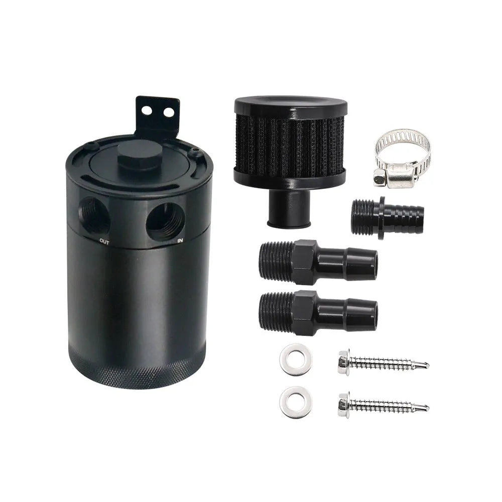 Aluminium automotive machine oil pot with two-hole design in black or silver finish