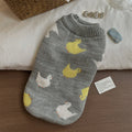 Grey Fair Isle polyester sweater for little dogs and teddy breeds, autumn winter pet clothing