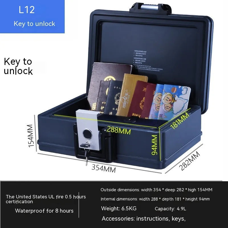 L12 portable mechanical combination safe with steel alloy casing and compact dimensions