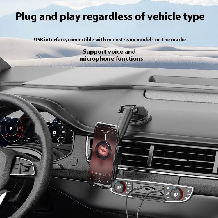 NAI USB car Bluetooth receiver with USB-A and 3.5mm connectors for wireless audio streaming in vehicles