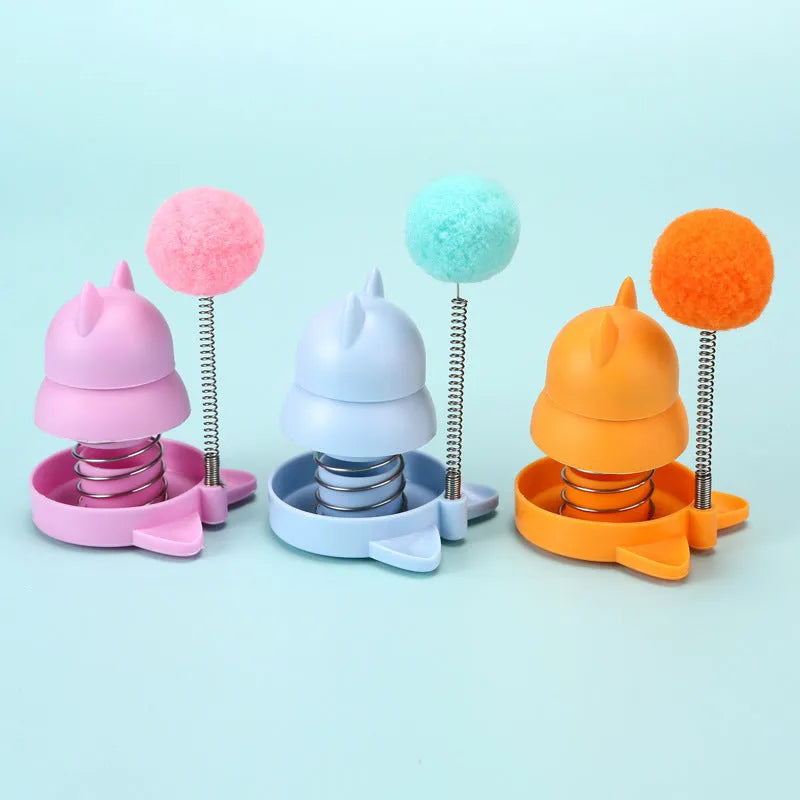 Lucky Cat mint-scented music ball and teaser stick cat toy in blue, orange or pink colours