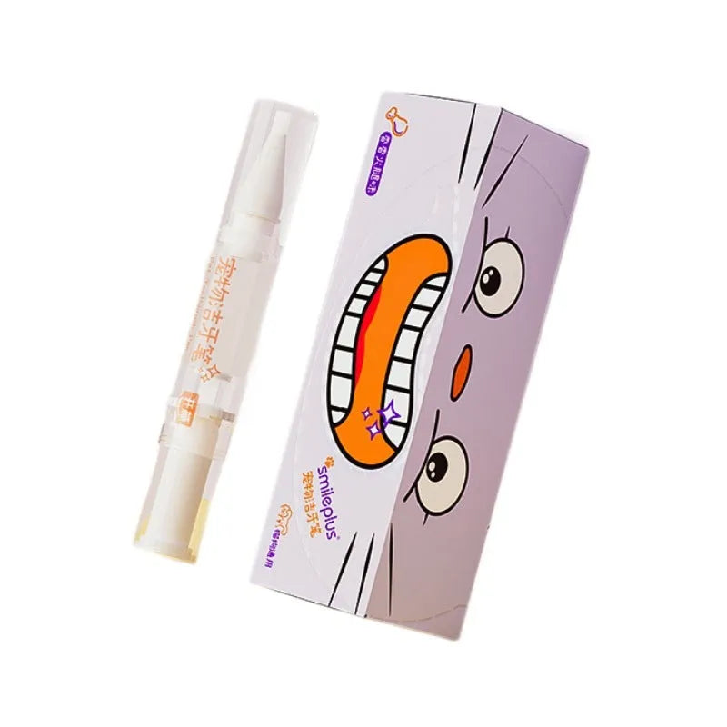 Pet toothbrush pen with 5ml dental gel and built-in applicator brush for dog and cat teeth cleaning