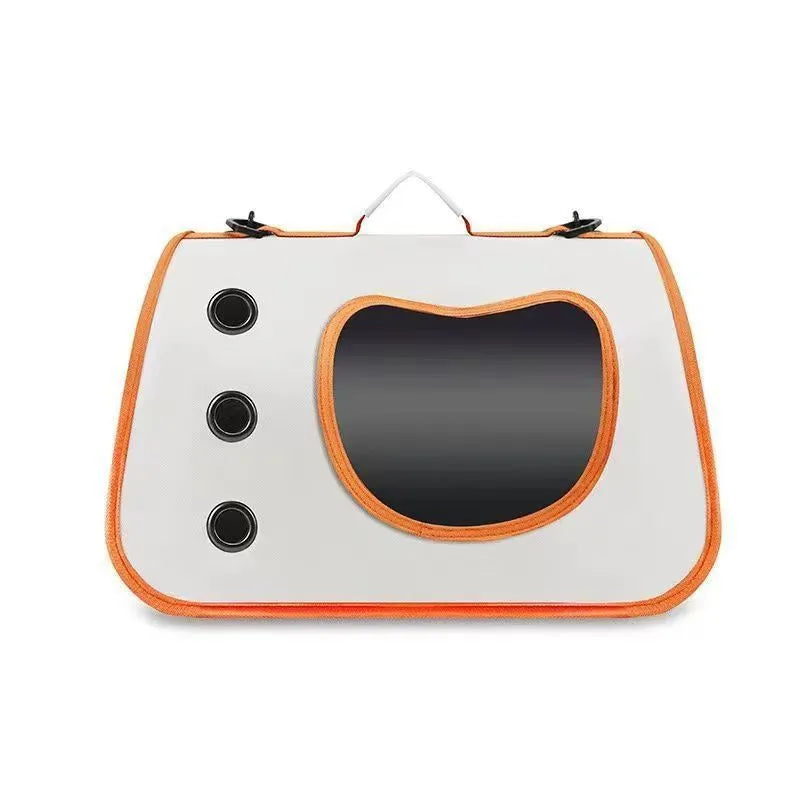 Portable PET bag in breathable Oxford PVC with large space for small pets, solid colour design