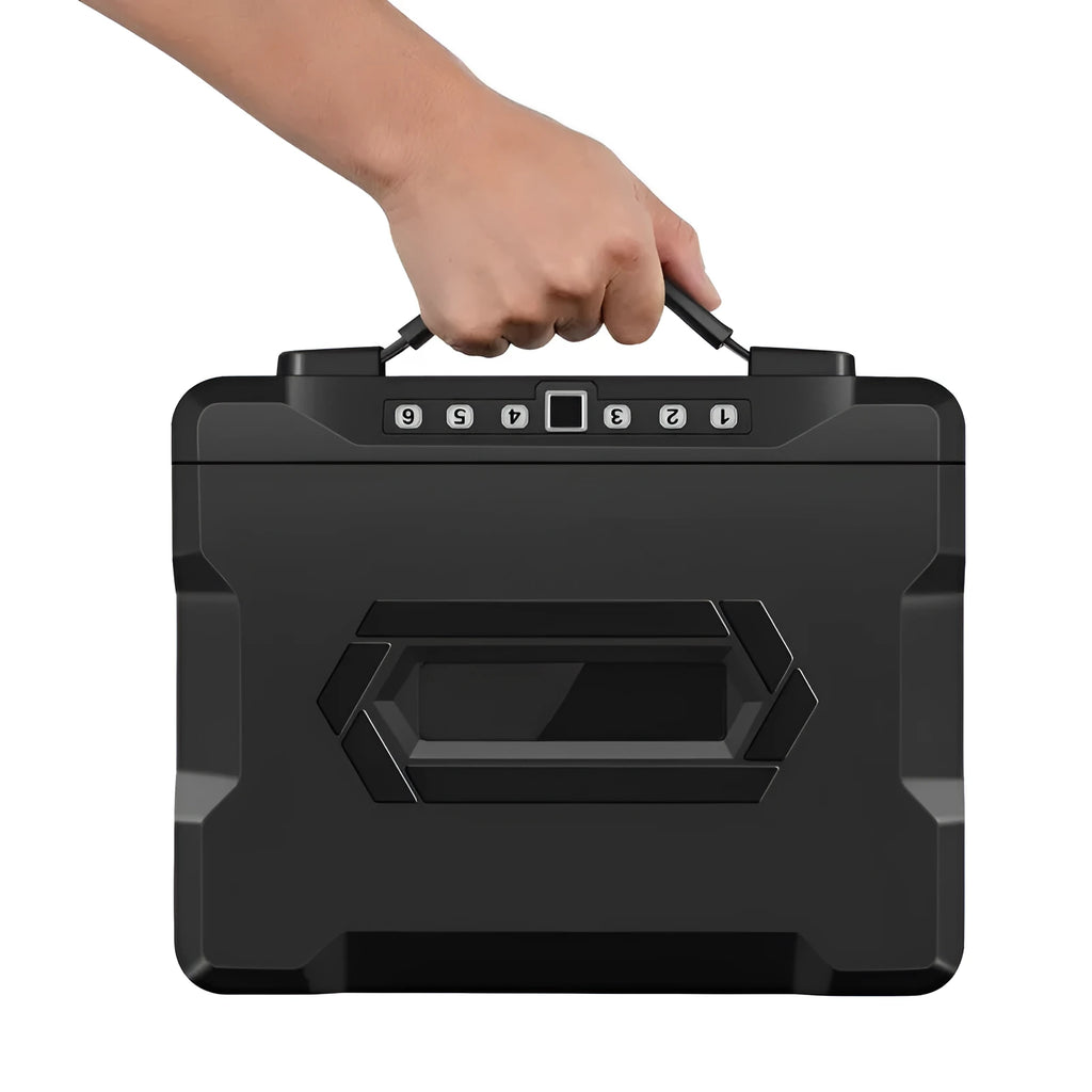 L12 portable mechanical combination safe with steel alloy casing and compact dimensions