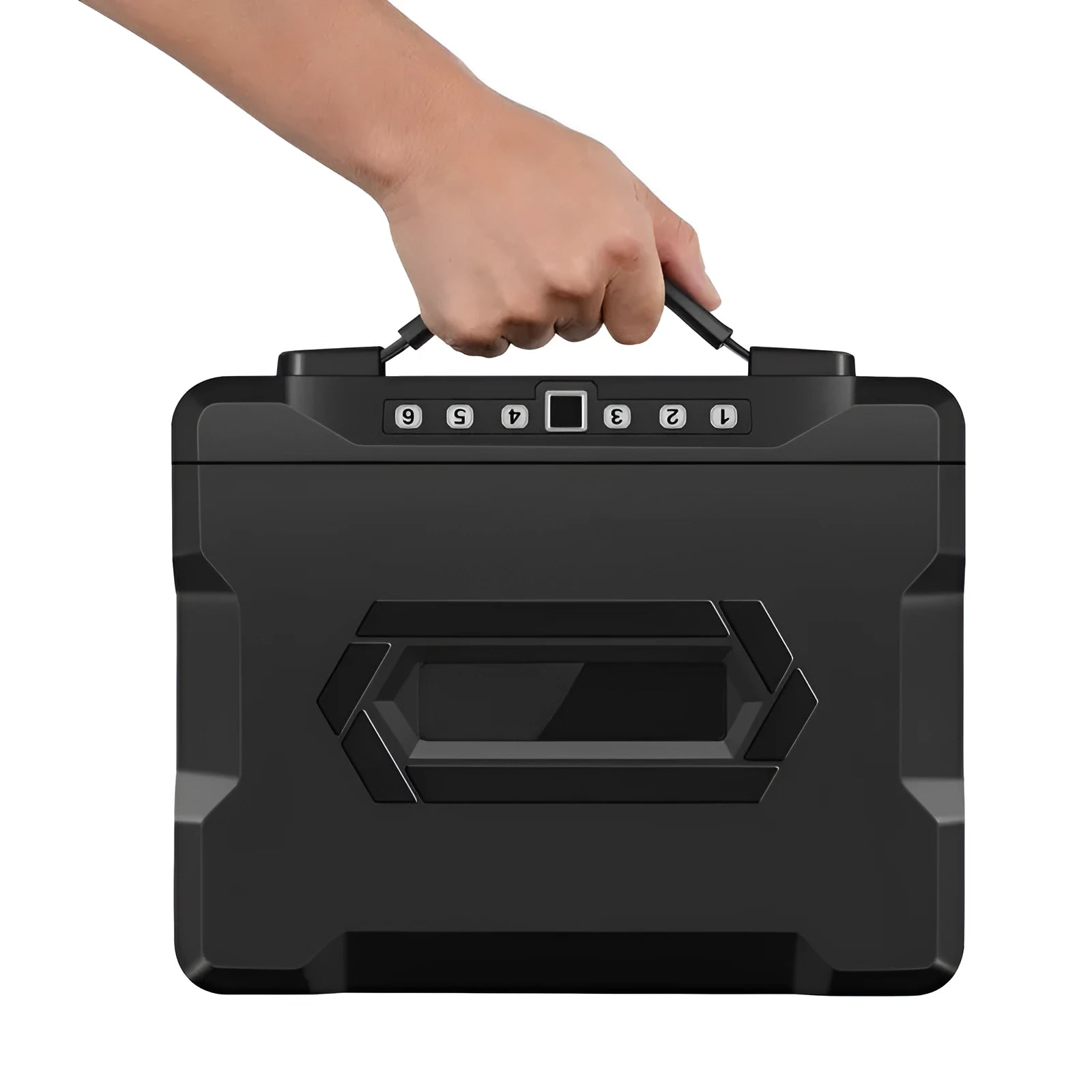 L12 portable mechanical combination safe with steel alloy casing and compact dimensions
