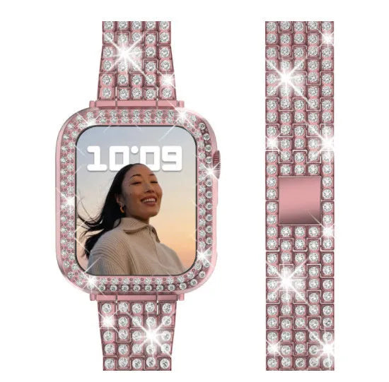 Apple Watch case with double diamond glass peep-proof screen protection in multiple colour options