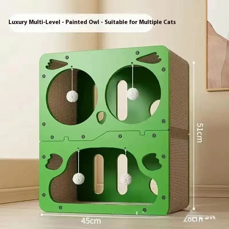 Double layer cat scratching board with matching cat nest in cute style options