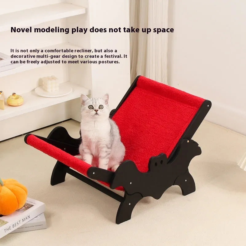 Wooden cat lounge chair MW-054 in black and red colours
