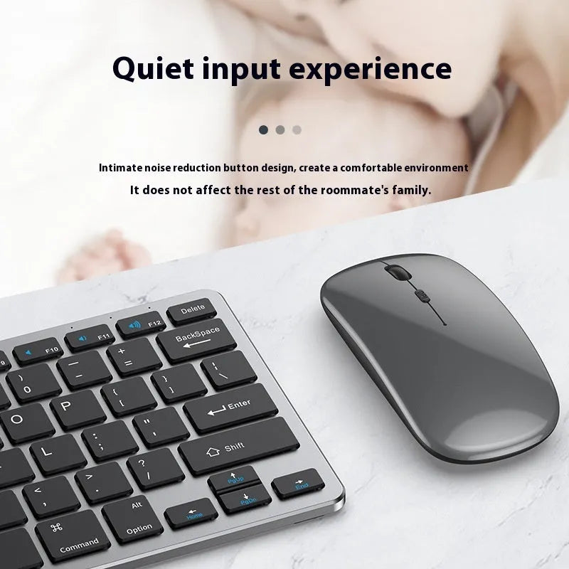 Ultra-thin wireless keyboard and mouse combo set in black with USB receiver and protective cover