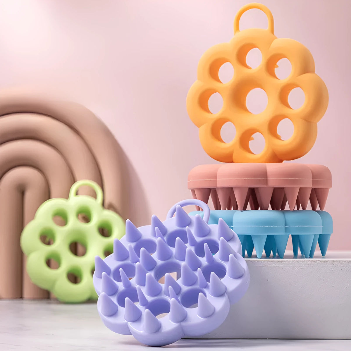 Silicone pet hair care brush for dogs and cats in blue colour, dual use dry and wet grooming tool