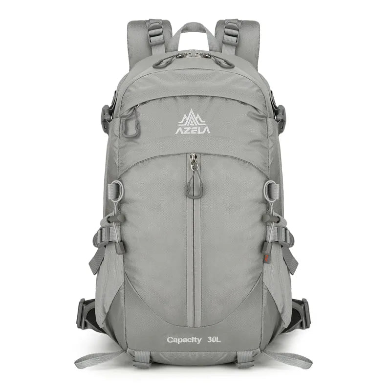 AZELA 30L Outdoor Hiking Backpack in black with adjustable straps on a white background