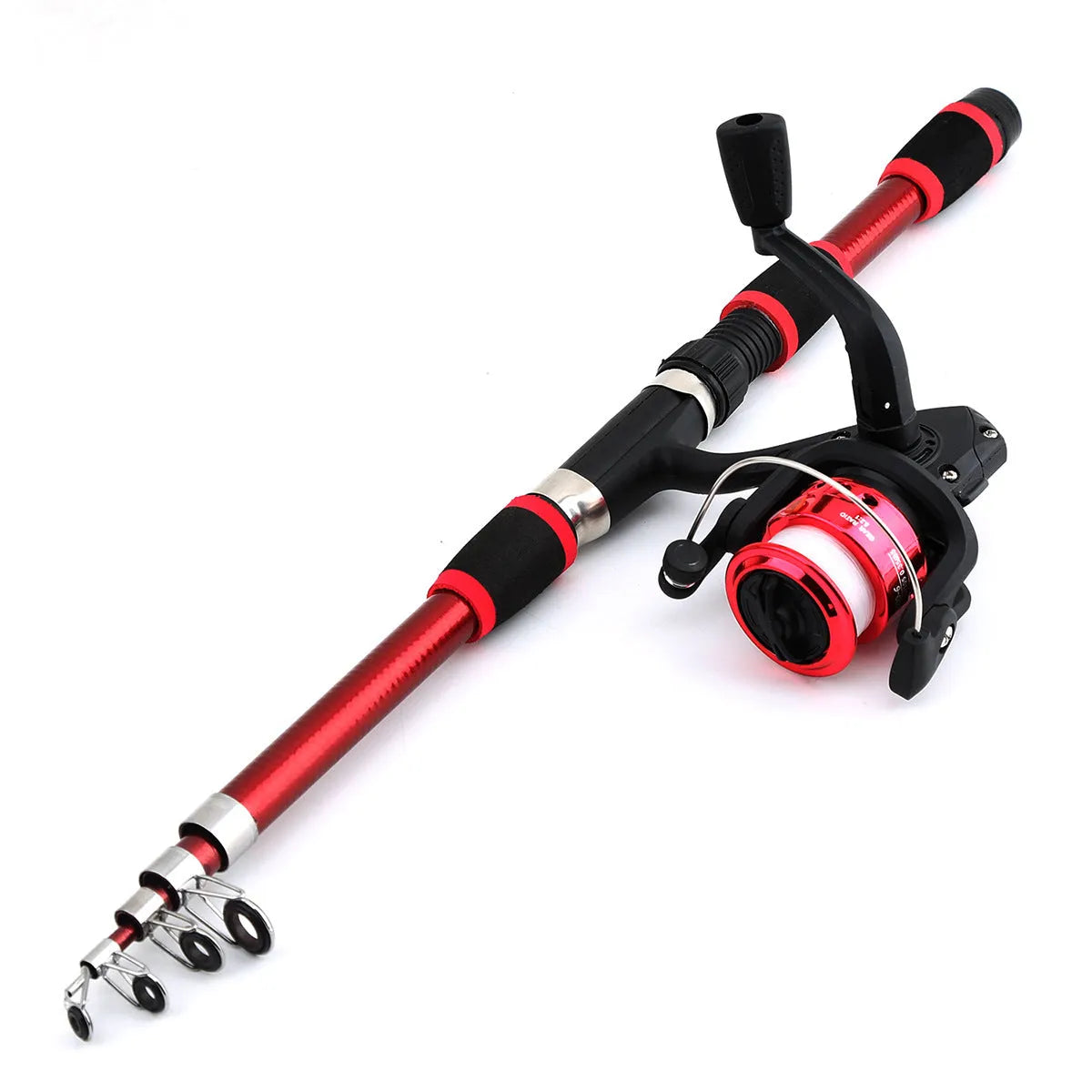 Children's fishing rod and reel starter set in multiple colour options with telescopic pole