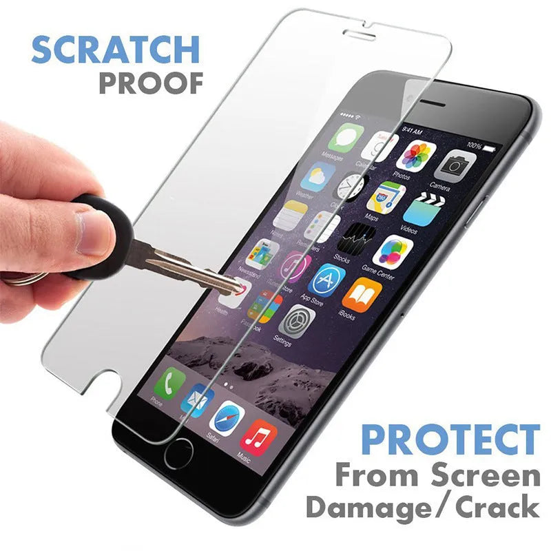 Tempered glass iPhone screen protector with transparent half-screen design and anti-fingerprint coating