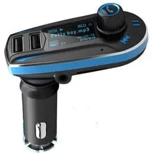 BT618C vehicle Bluetooth MP3 player with LCD screen, USB port, and 3.5mm audio jack for car use