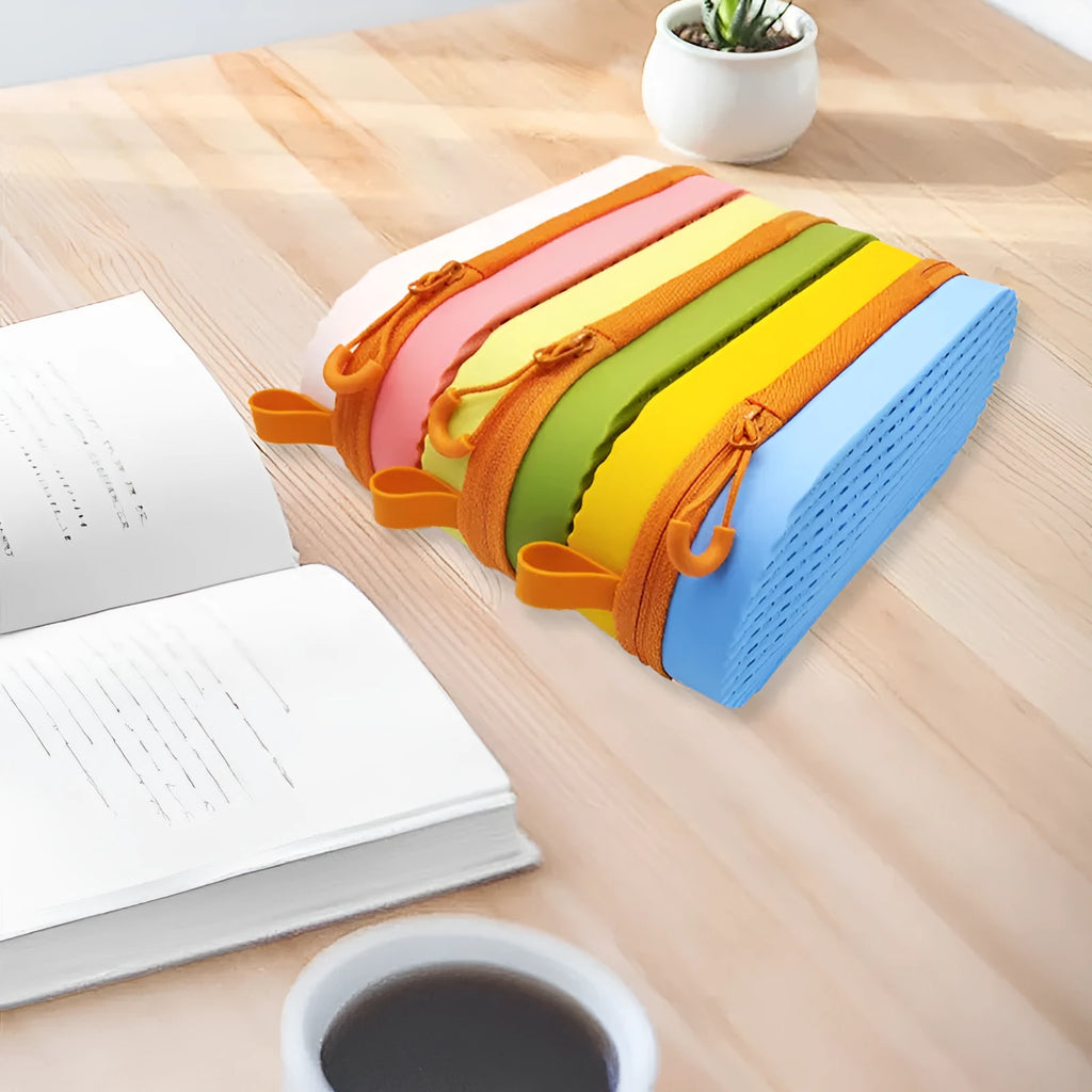 Silicone glasses case with long hand design in various colours showing 200x80x50mm dimensions