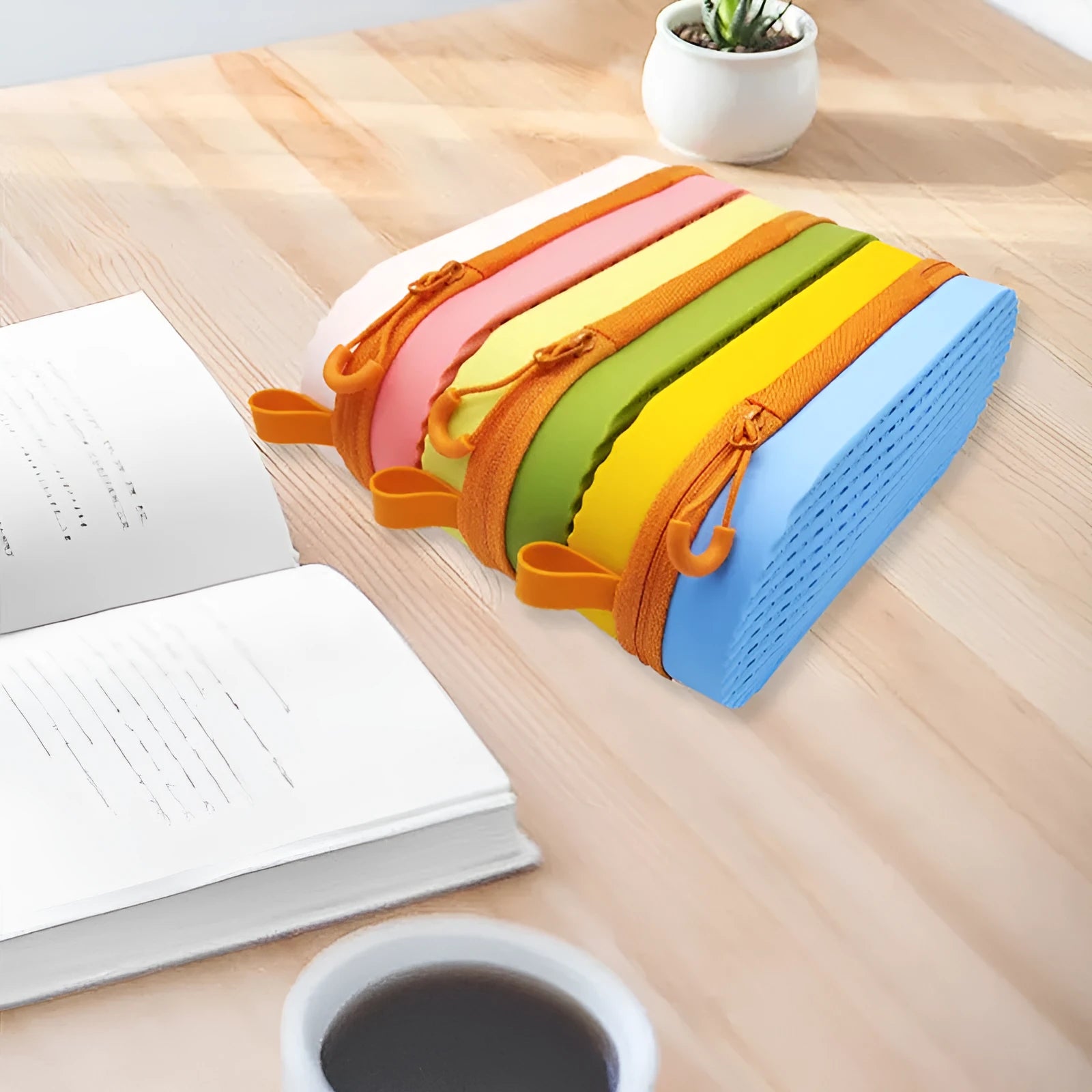 Silicone glasses case with long hand design in various colours showing 200x80x50mm dimensions