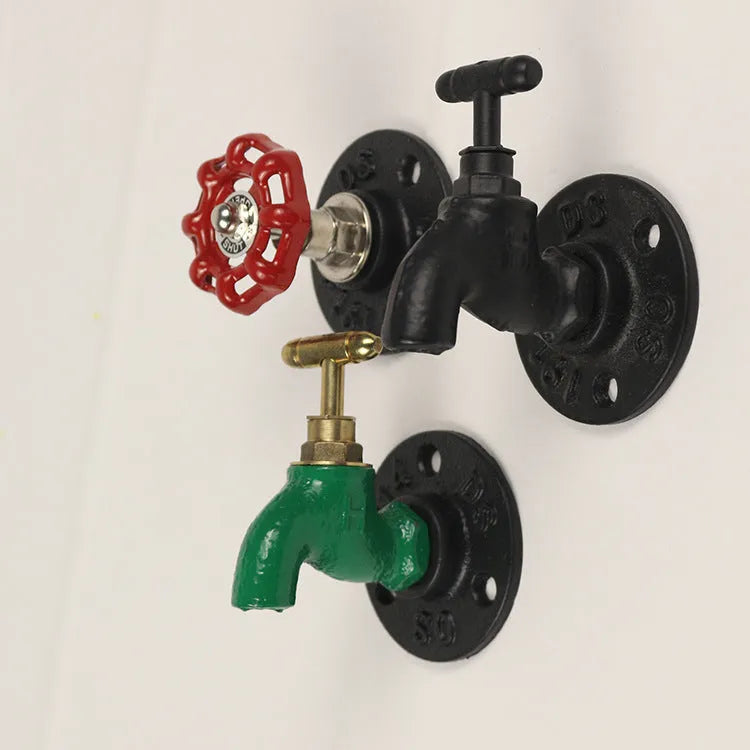 Water pipe style polished metal towel rack hook mounted on wall in black faucet colour option