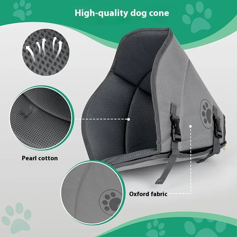 Adjustable polyester pet sterilization collar shown in a casual style, available in three sizes.