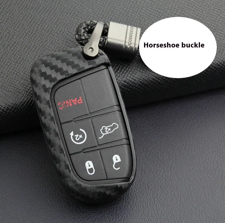 Silicone carbon fibre pattern key case for Dodge Chrysler Fiat car keys