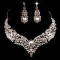 Alloy rhinestone jewellery set with necklace and earrings, adjustable water wave chain, butterfly pattern, for women
