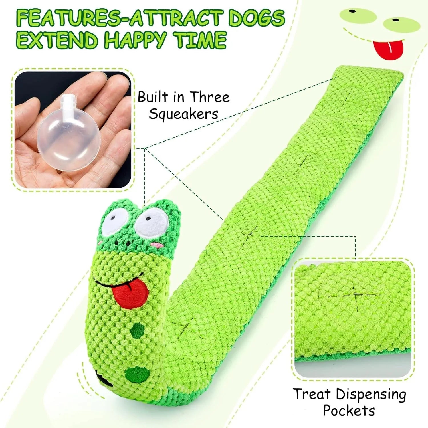 Velvet dog puzzle toy with squeaker in transformable snail and stick shapes for foraging training