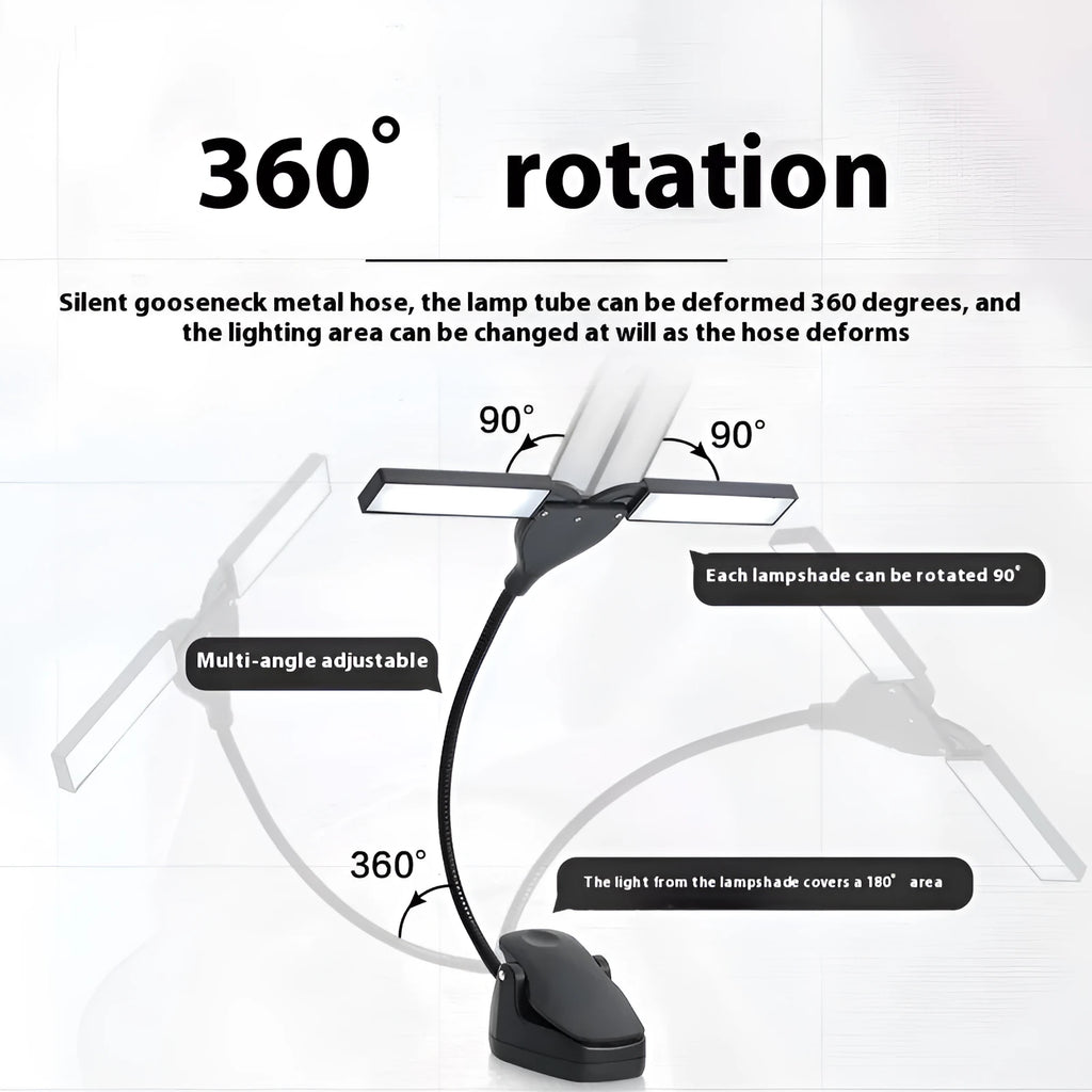 Black or pink rechargeable music stand lamp with 28 LED lights for sheet music illumination